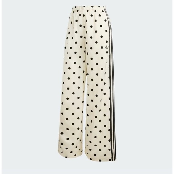 NWT Adidas Satin Polka Dot Wide Leg Pants L Trefoil 3 Stripe Track Pants - Picture 6 of 6